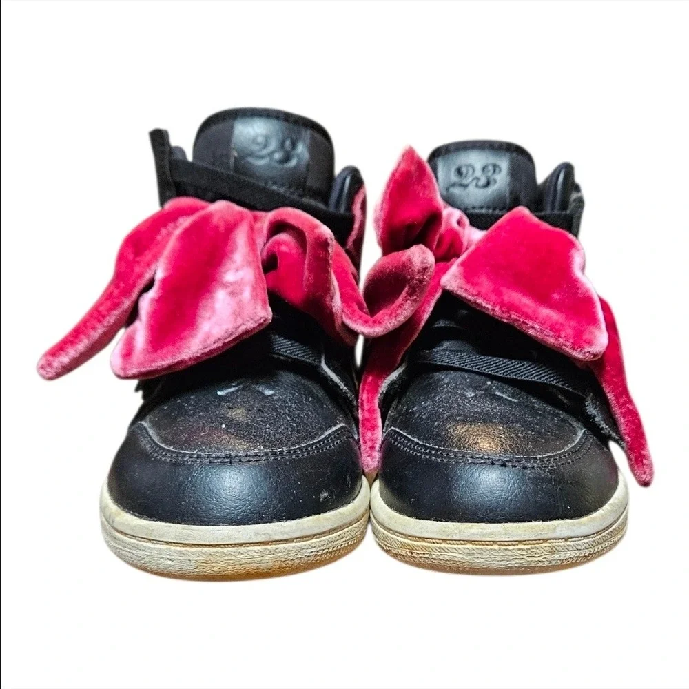 Nike‎ Air Jordan 1 Mid Bow XLD Noble Red Velvet Pink Sneakers Size 1Y CK5677-006
